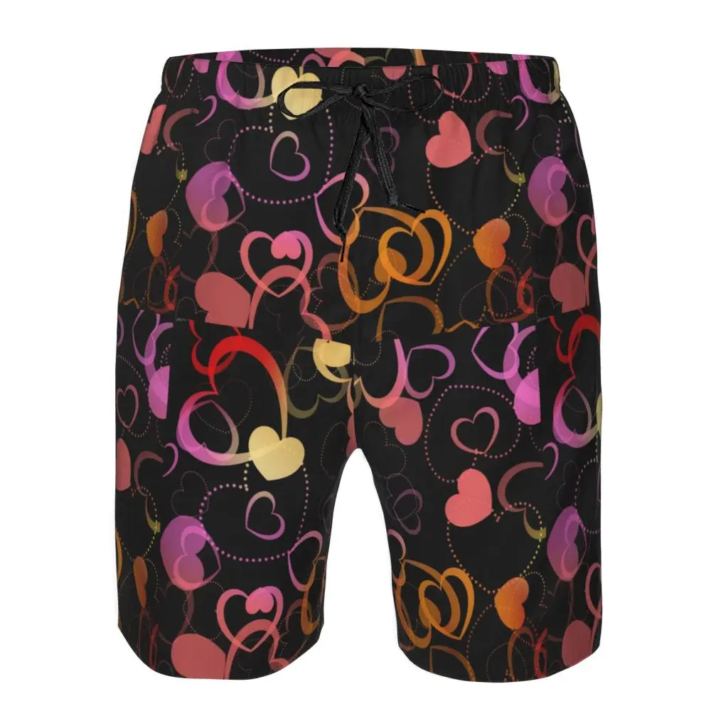 Red and pink heart-shaped street stretch beach shorts, daily wear underwear, sleeping pants, men's cool flat corner pants