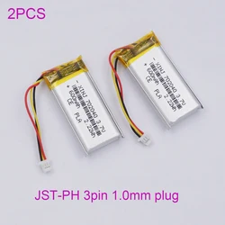 2pcs 3.7V 600mAh 2.22Wh 702040 Thermistor NTC 3 Wires JST 3Pin 1.0mm Plug Li-Polymer Rechargeable Li Battery For GPS Car Camera