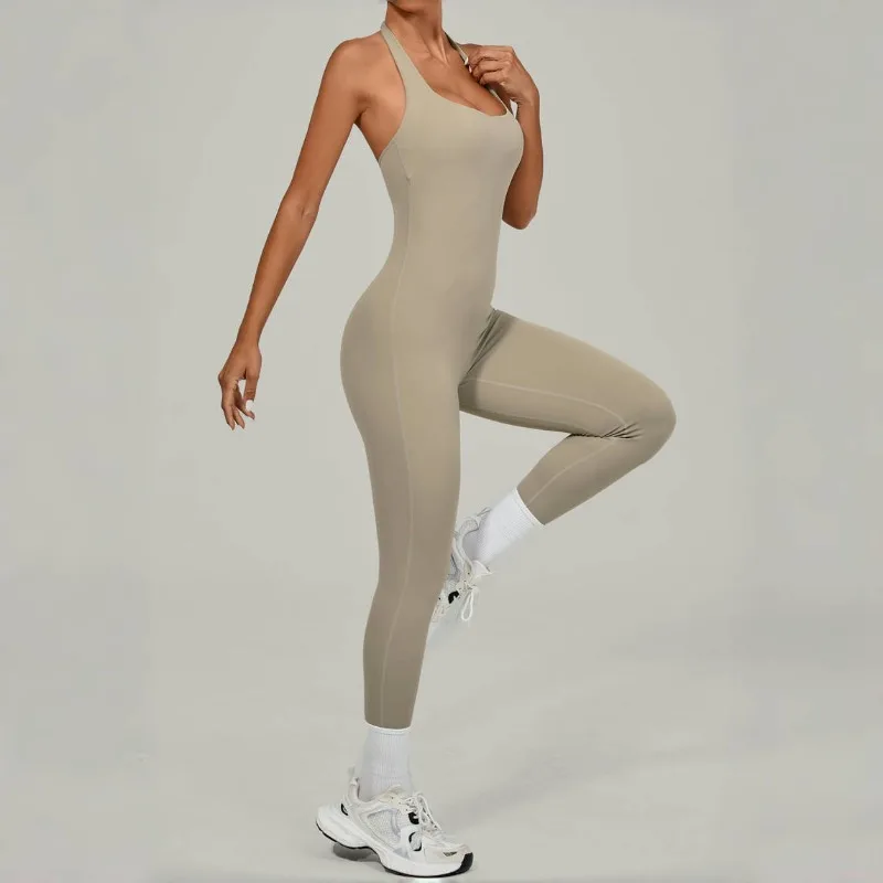 

Женский комбинезон для йоги с воротником-бретелькой, облегающая красивая облегающая одежда сзади, спортивная одежда для бега на открытом воздухе, одежда для йоги