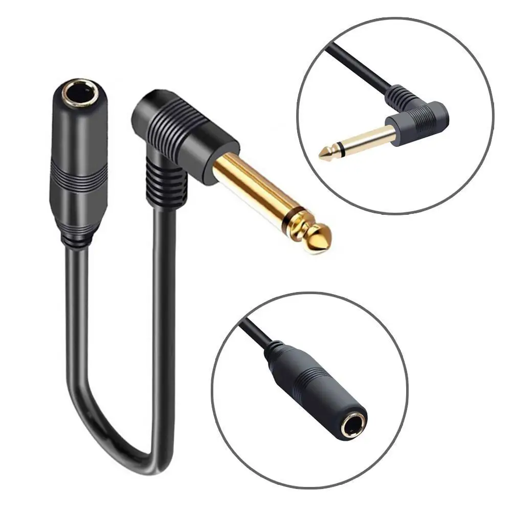 6,35mm Stecker auf Buchse Gitarren-Verlängerungskabel 90-Grad-Winkel 1/4 Zoll TS TRS Kabel für Mikrofon Gitarre Audio