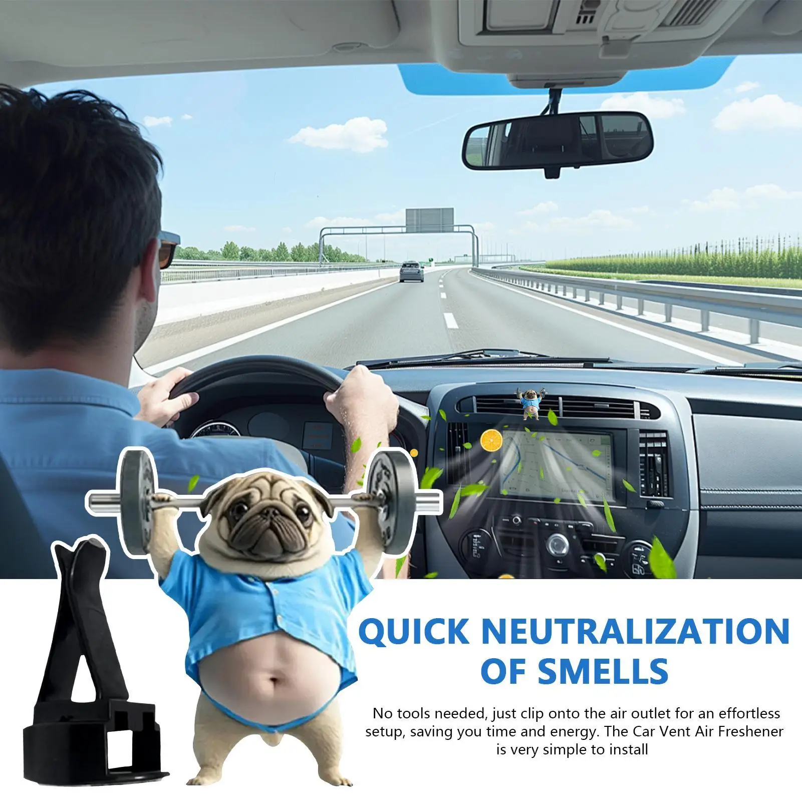 Ambientador para coche con Clip, adorno de Perfume para coche, levantamiento de pesas, forma de perro, fragancia para vehículo, Perfume para coche, aromas para mujeres y hombres