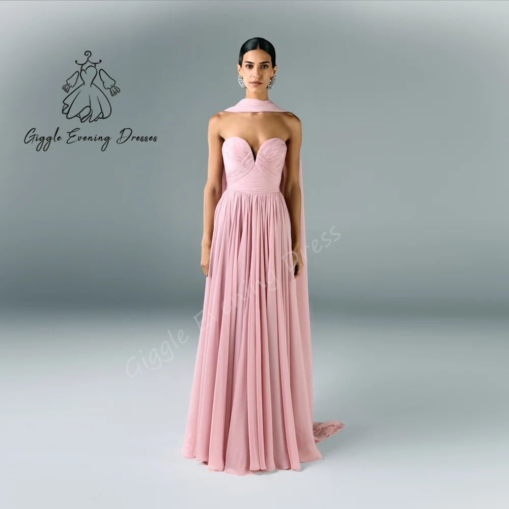 

Giggle Evening Dresses Strapless Ruched Fashion Chiffon A-Line elegant Fashion Formal Saudi evening gala dress for women 2024