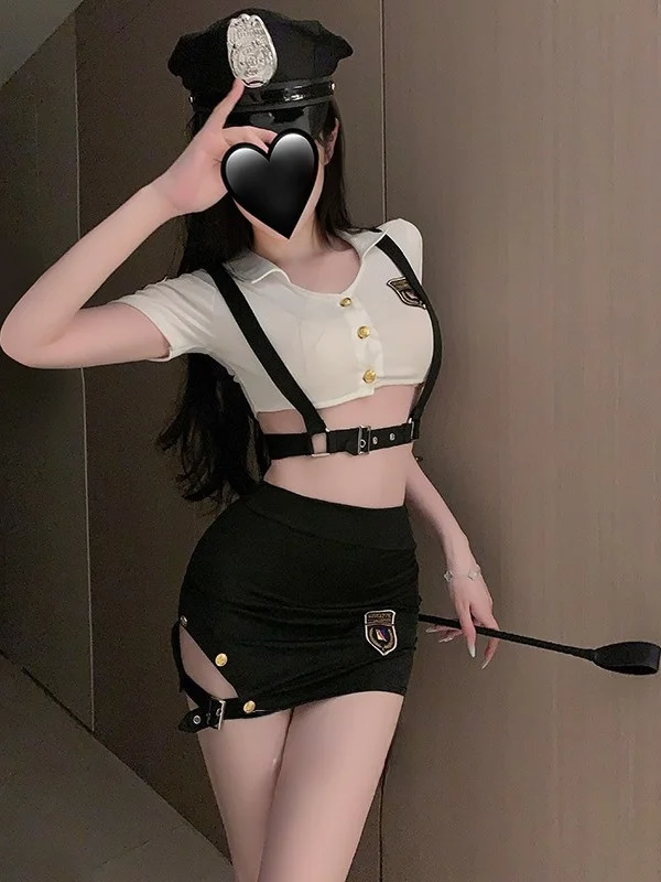 Seksowny strój motocyklowy wyszczuplający figurę, modny strój policjantki, gorący kostium cosplay dla kobiet, materiał poliestrowy.