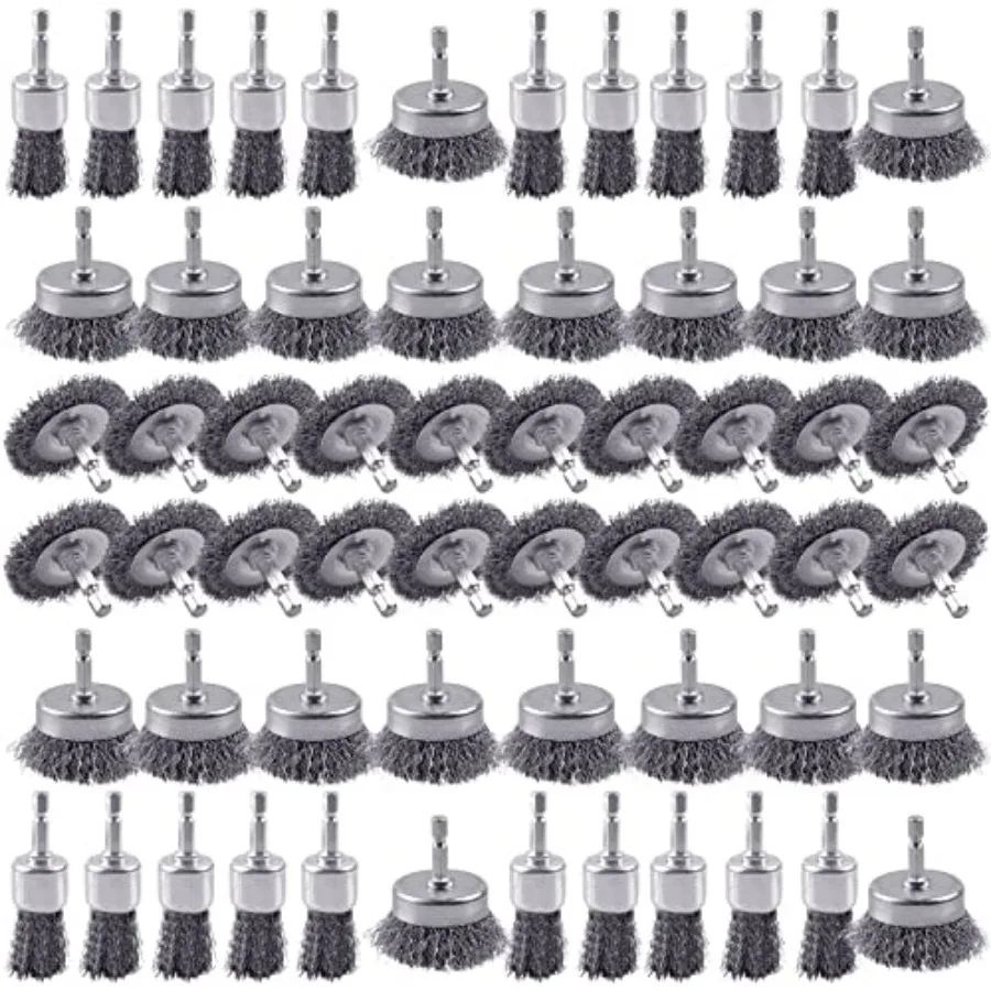 

0 Pack Carbon Steel Wire Wheel Brush Set - Cup Wheel and Pen Brushes With 1/4-Inch Hex Shank for Rust Removal Corrosion and Scr