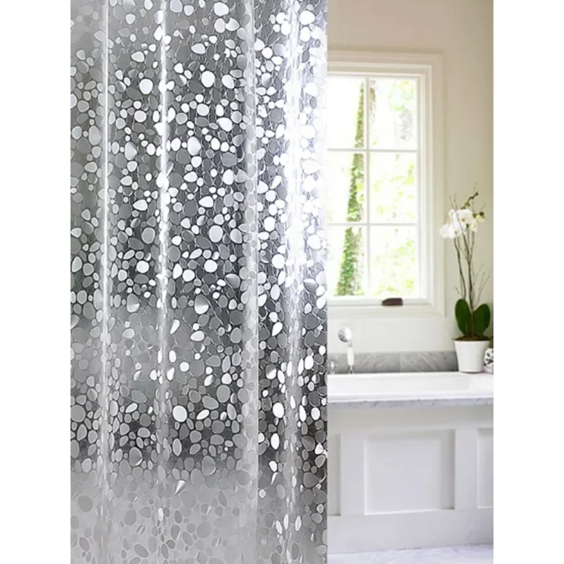 3D Shower Curtain Waterproof Mildew EVA Bath Curtains Modern Cobblestone Pattern Translucent Bathroom Curtain With Hooks