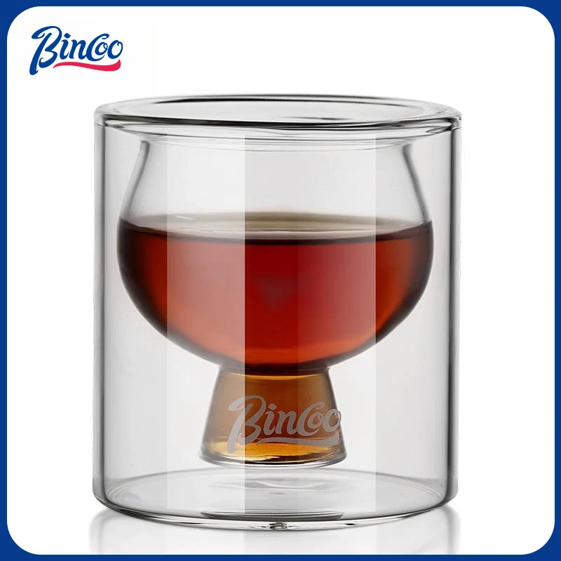 

Двухслойная толстая стеклянная кофейная чашка BINCOO, термостойкая боросиликатная кружка для эспрессо для дома и офиса, 80 мл