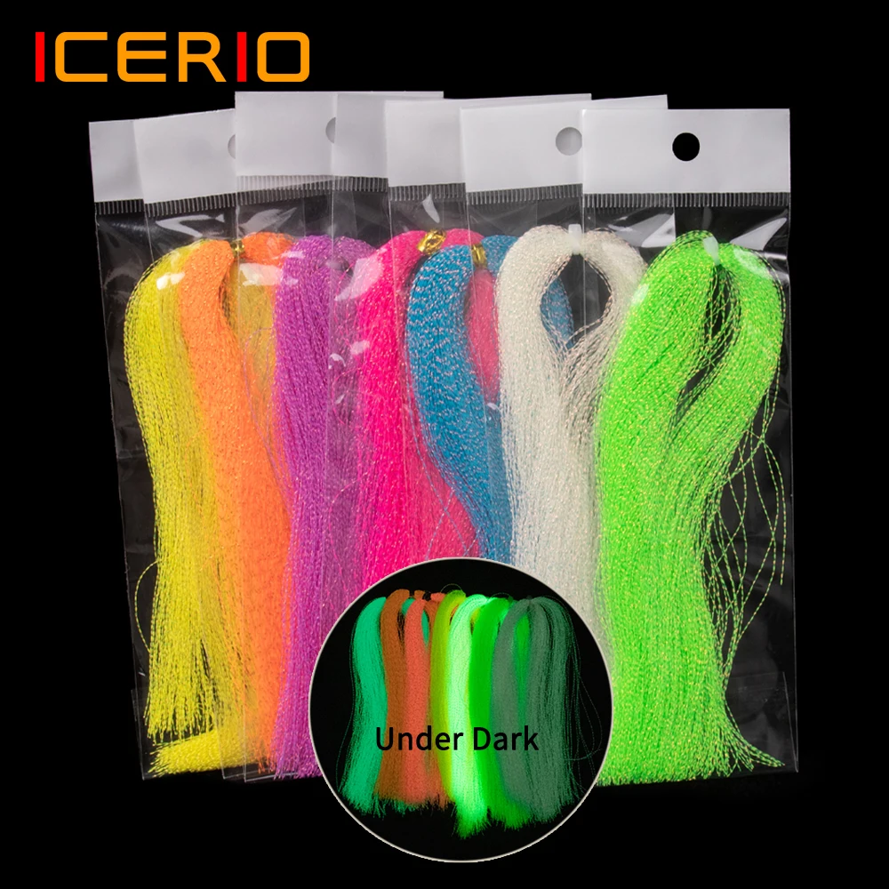 

ICERIO Luminous Colorful Flashabou Holographic Tinsel Fly Fishing Tying Crystal Flash String Jig Hook Lure Making Material