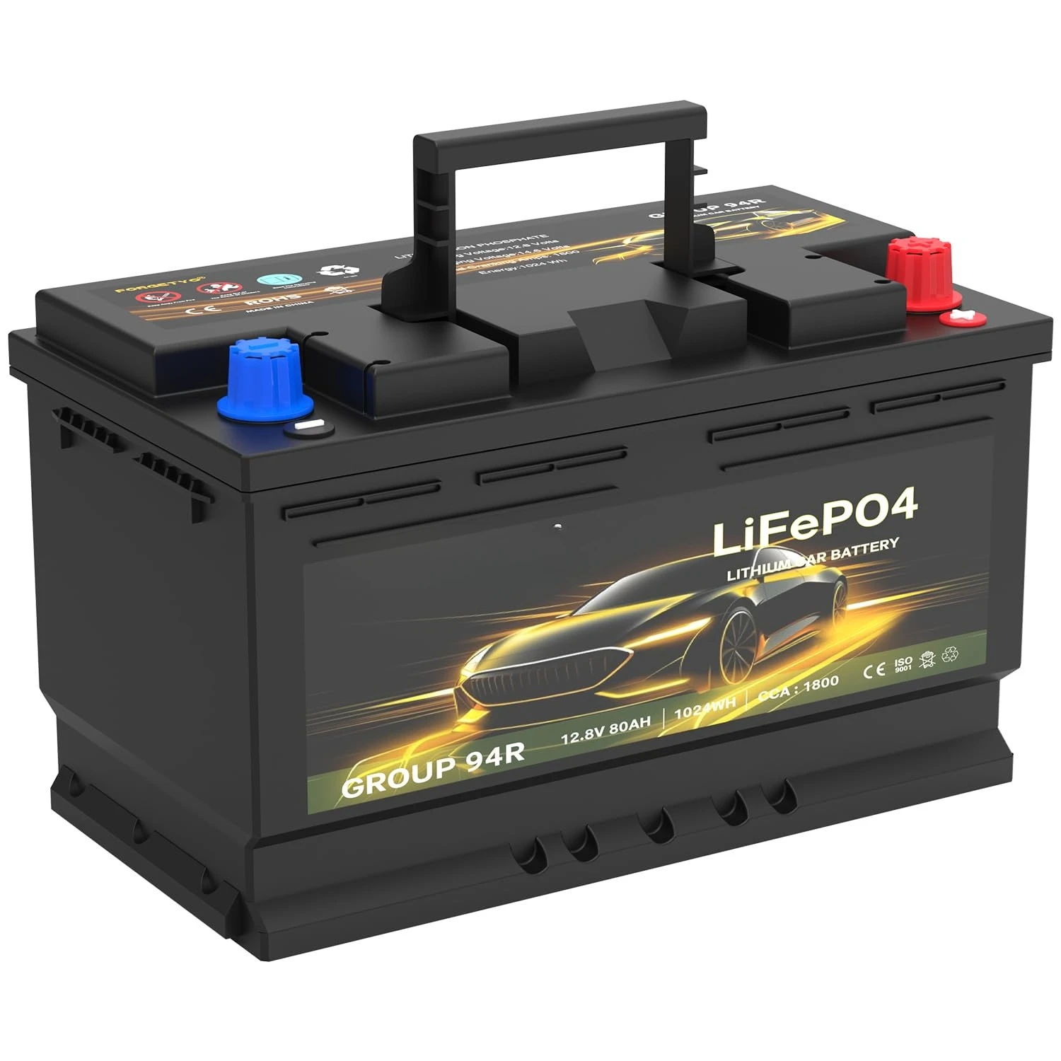 

Аккумулятор LiFePO4 GROUP 94R 12.8V 80AH 1024WH для автомобиля, 1800CCA, высокопроизводительный, настраиваемый