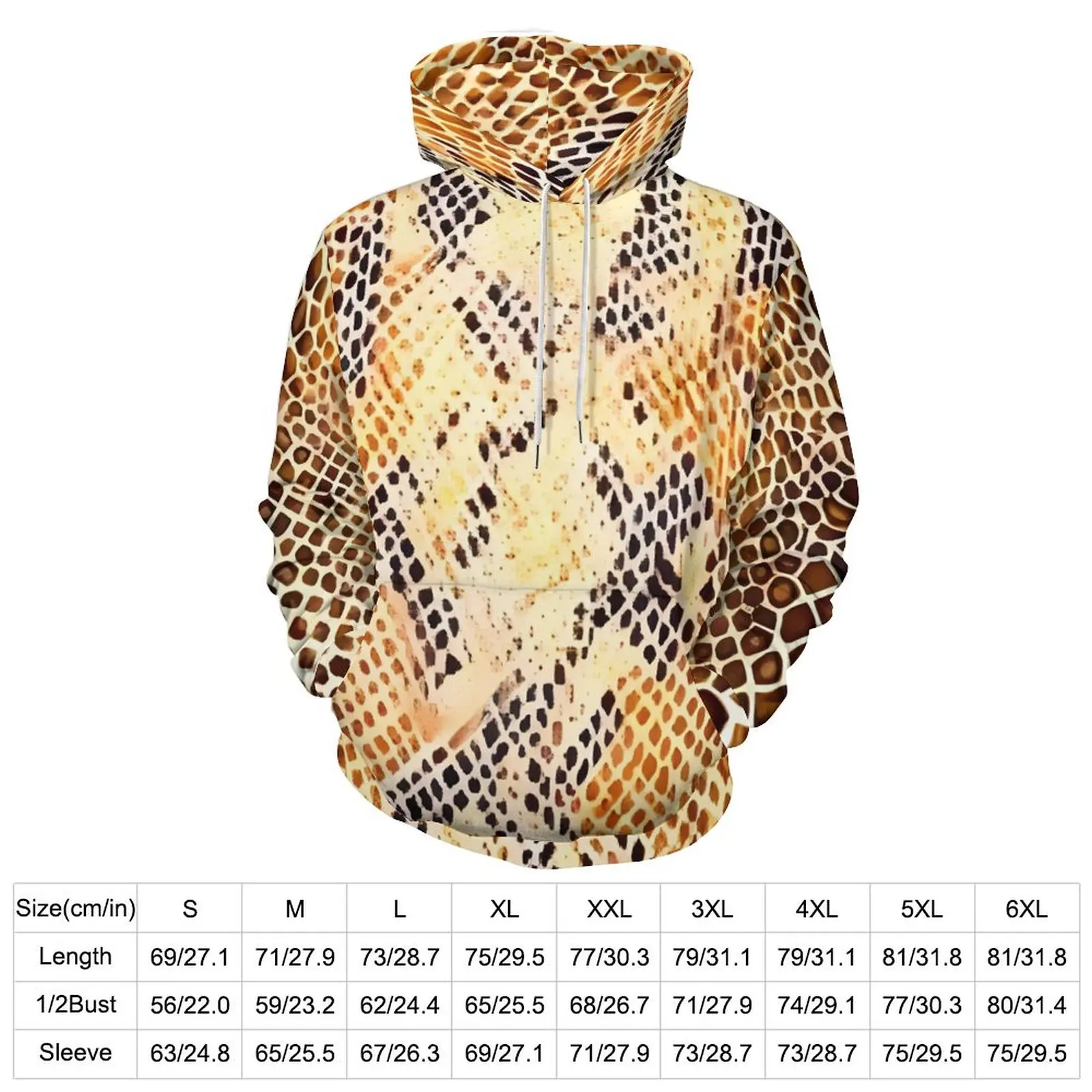 Snake Skin Print Hoodies  Street Wear Oversized Hoodie Female Long-Sleeve Cool Printed Casual Sweatshirts