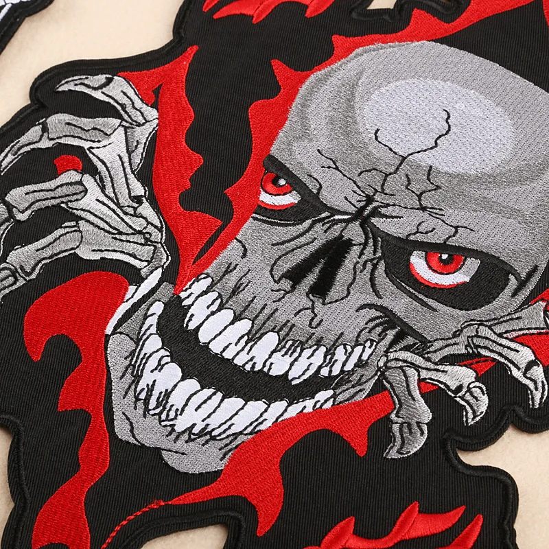 Punk Skull Big Patches For Clothing Sew On Embroidery Iron Jacket Rock Designer Outdoor Mochila Motorcycle Biker Parche Naszywki