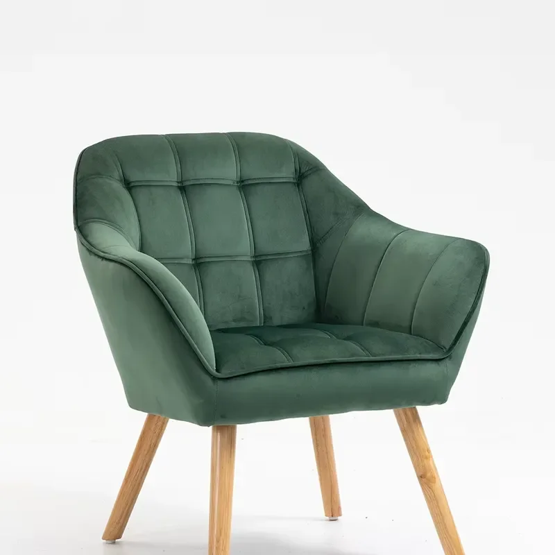 Green Velvet Accent Chair Modern Single Seat for Living Room Home Leisure Furniture Comfortable Upholstered Armchair Decor