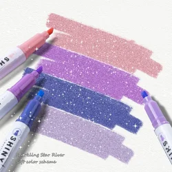 Juego de rotuladores brillantes de 4 piezas, marcador brillante de 4mm, pincel para dibujo, pintura, Escuela de Arte, metálico