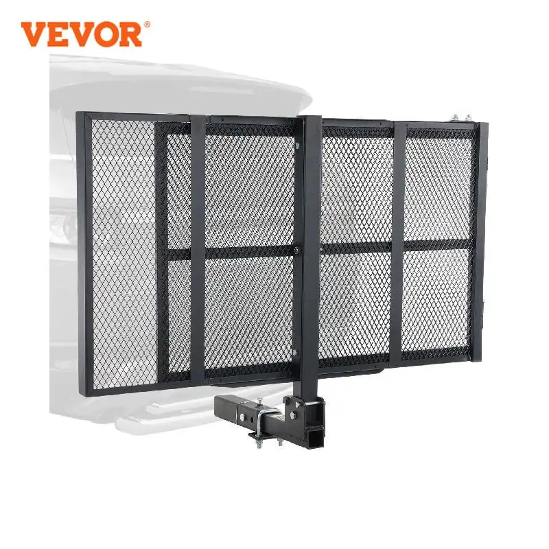 

VEVOR Hitch Mount Wheelchair Carrier 500LBS Mobility Scooter Carrier with Folding Ramp Iron Trailer Hitch Rack Basket Straps