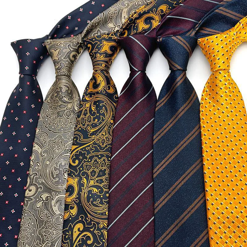 Fashion 8CM Men\'s Necktie Classic Ties For Man Wedding Business Party Polka Dots Stripes Floral Plaid Jacquard Ascot Accessories