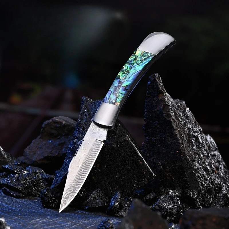 

Outdoor Camping Folding Knife Vg10+ Damascus Steel Shell Handle High Hardness, Portable and Practical Fruit Knife