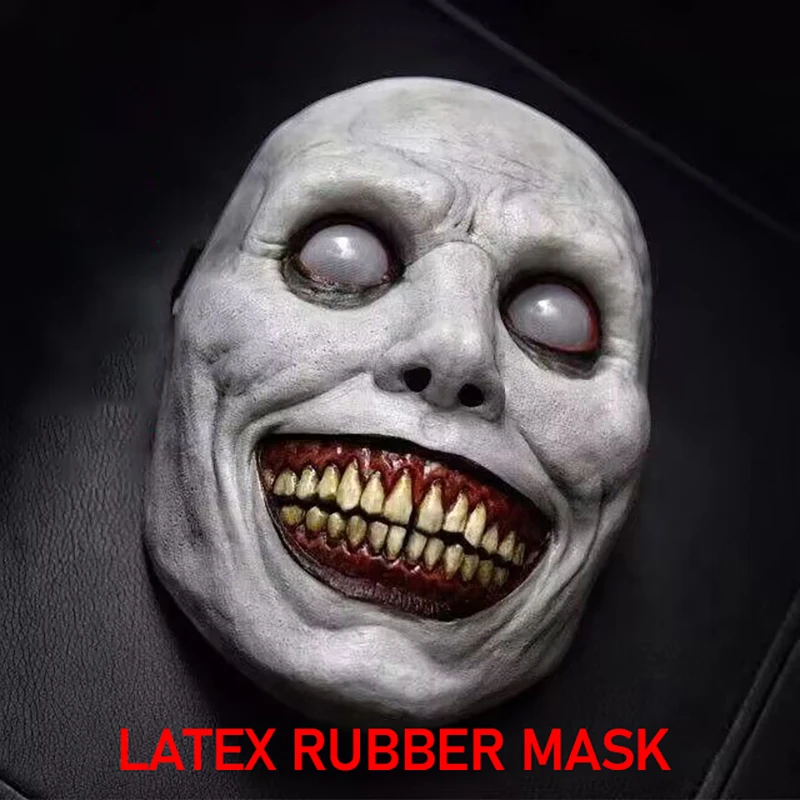 Halloween Mask Horror White Face Eyes Exorcist Mask Smiling Demon Scary Cosplay Mask for Halloween Party Adult Photo Props