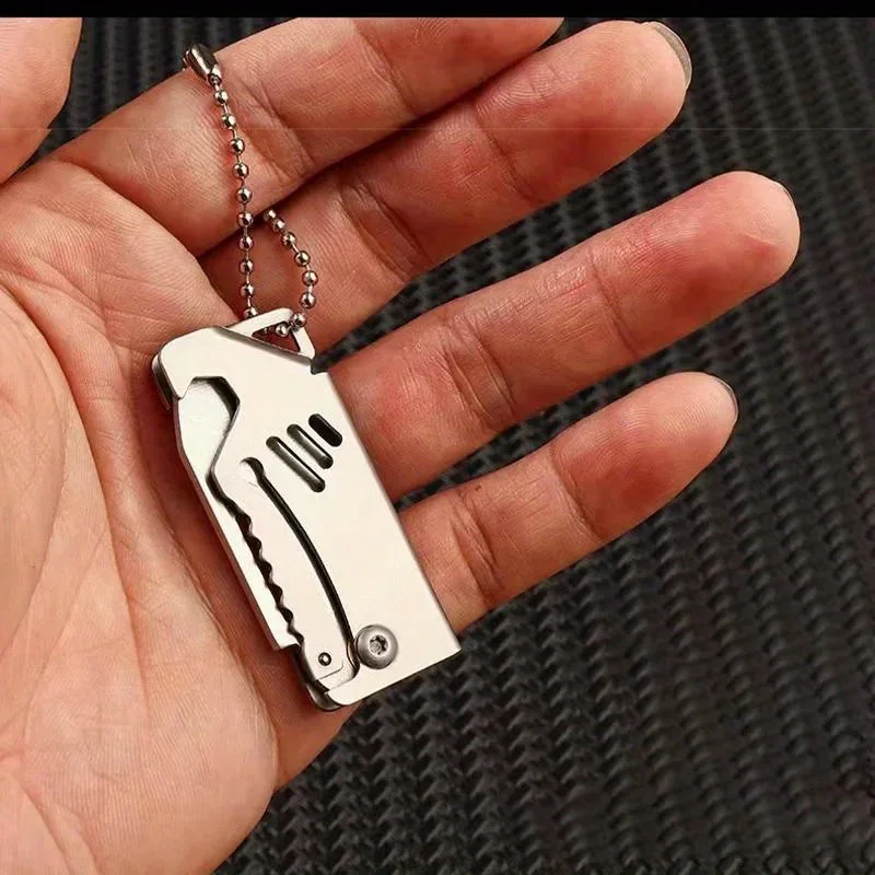 2024 new Mini Folding Knife Stainless Steel Box Opening Knife D2 Steel Cannon Portable Sharp Folding Knife Key Hanging Chain