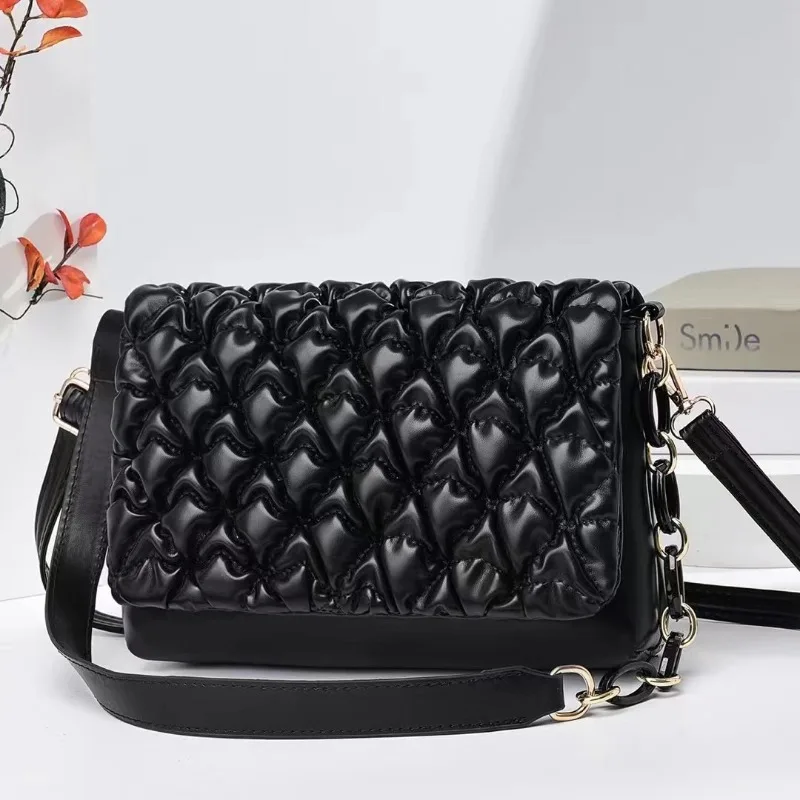 Mini Shoulder Bag PU Pleated Clouds Solid Color Crossbody Bag Trend Design Cute Casual Shopping Travel Crossbody Bag for Women