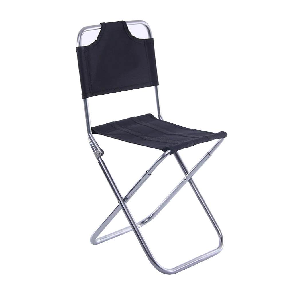 

Aluminum Alloy Folding Chair Outdoor Portable Chair Fishing Stool Folding Chair Camping - Size: M (Black & Silver)