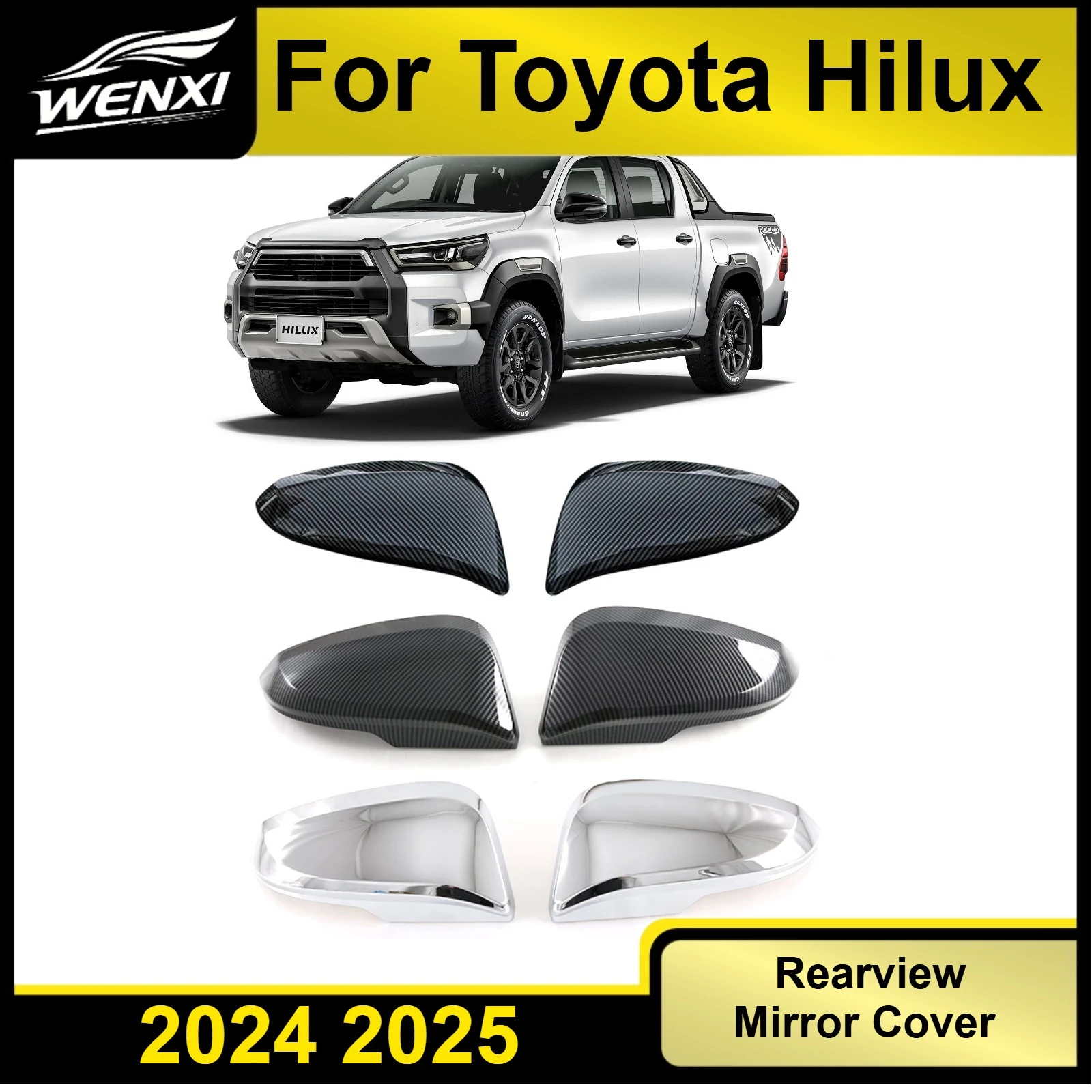 Накладки на зеркала заднего вида для Toyota Hilux 2024-2025, ABS, хромированные, для наружного декора, аксессуары для модификации