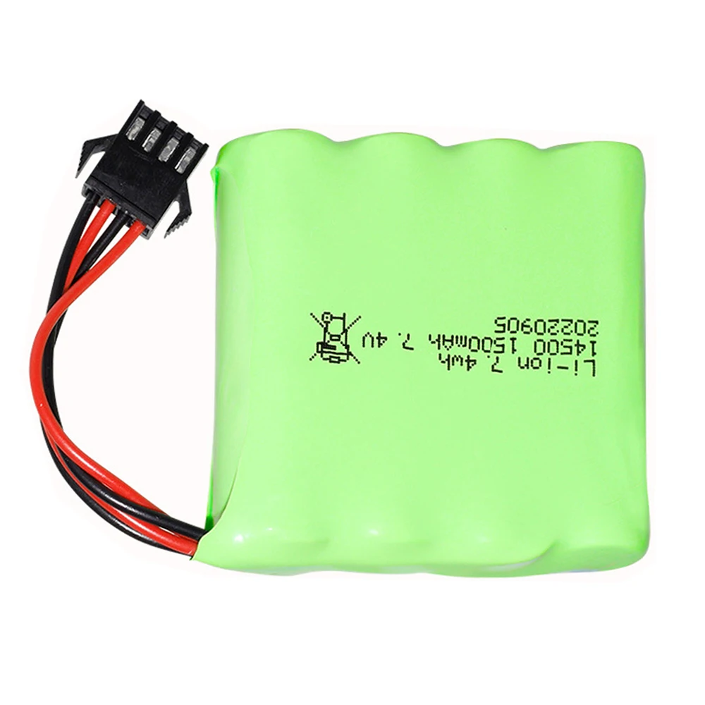 Batteria Lipo 7.4V 1500mAh SM4P per DE36W 1:16RC fuoristrada 4WD arrampicata ad alta velocità Drift accessori giocattolo da corsa 7.4V 14500 batteria