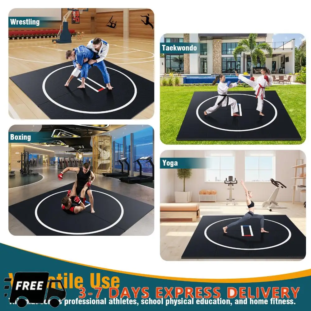 

Wrestling Mat BJJ Martial Arts Karate Boxing Judo MMA Jiu Jitsu Mats for Practice or At Home Gym Shock Absorbing Grappling