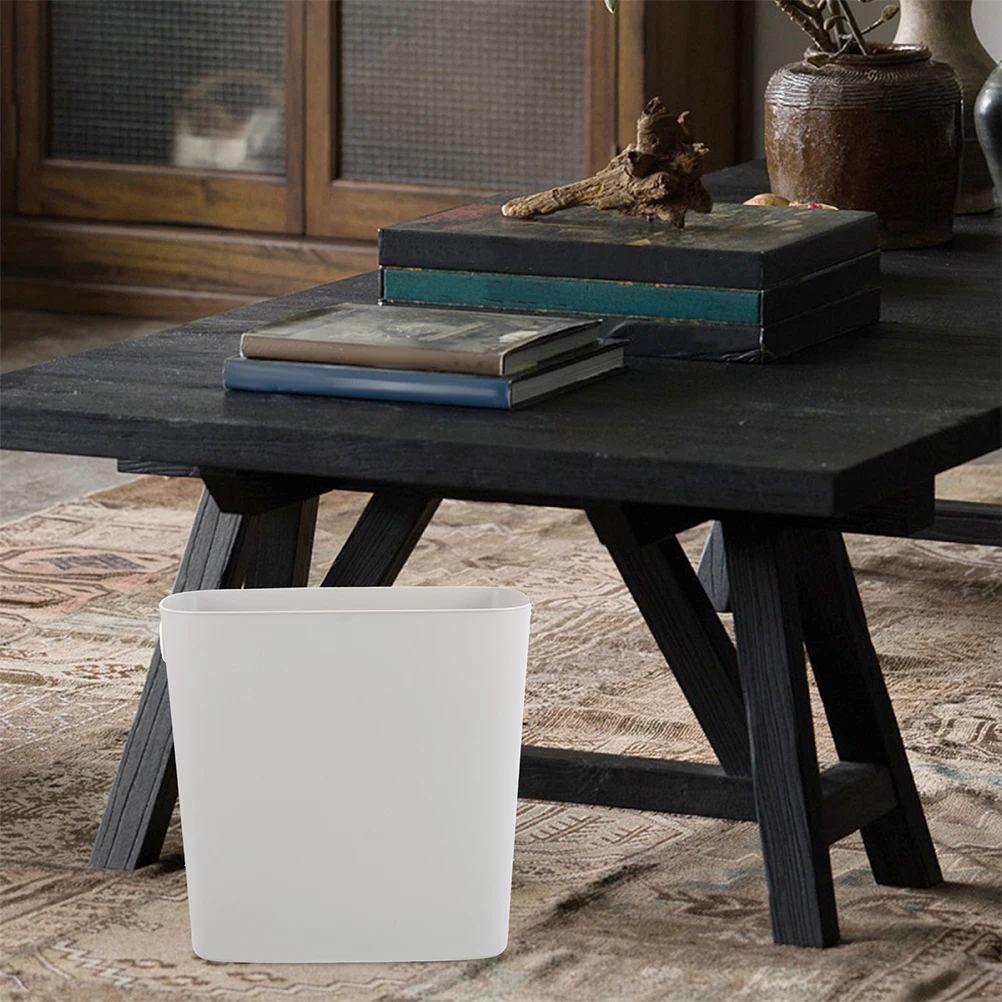 

2Pcs Slim Trash Can Modern Plastic Waste Bin Easy Clean Household Garbage Container for Kitchen Living Room Study