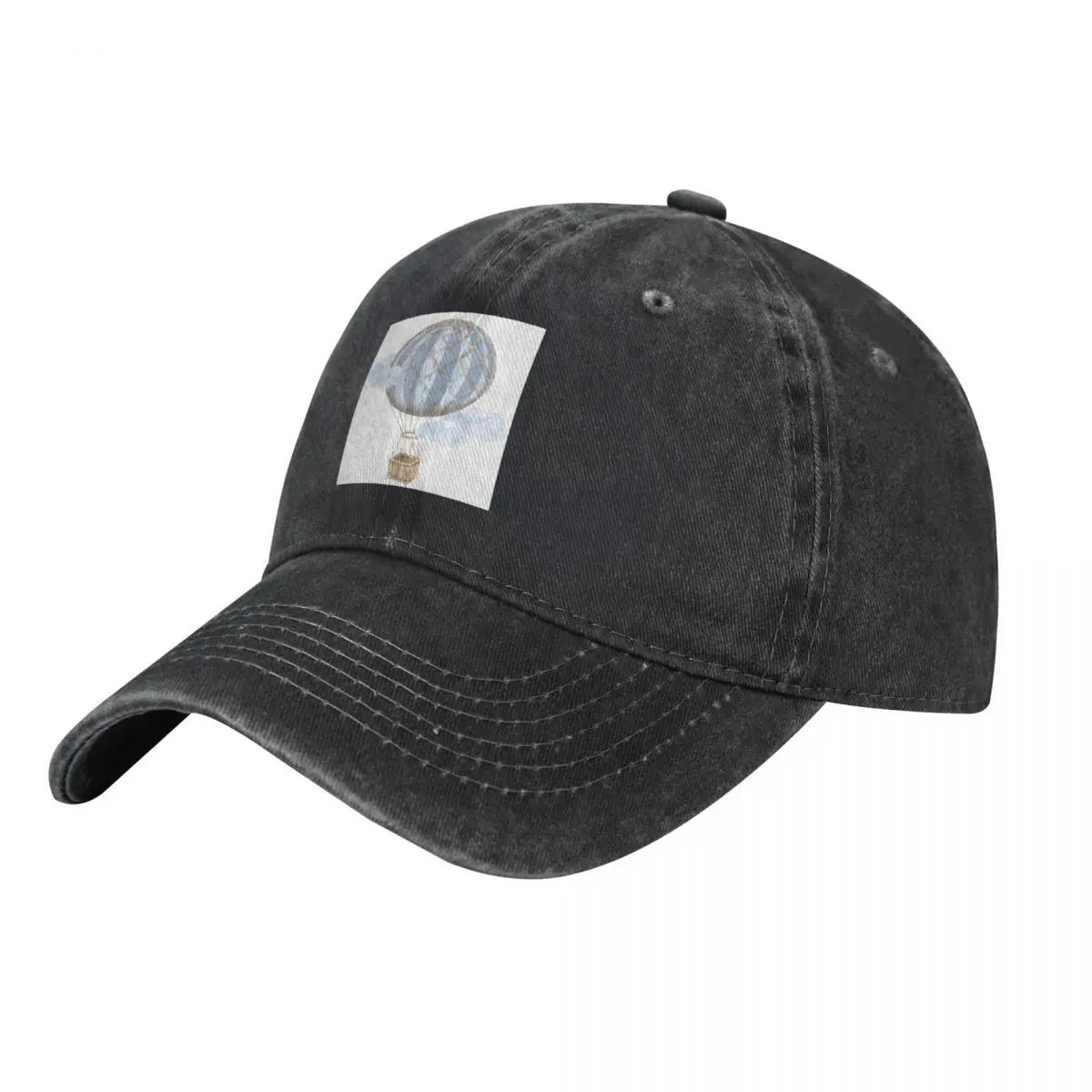 Blue Vintage Hot Air Balloon Baseball Caps Fashion Denim Hats Outdoor Adjustable Casquette Streetwear Baseball Cowboy Hat