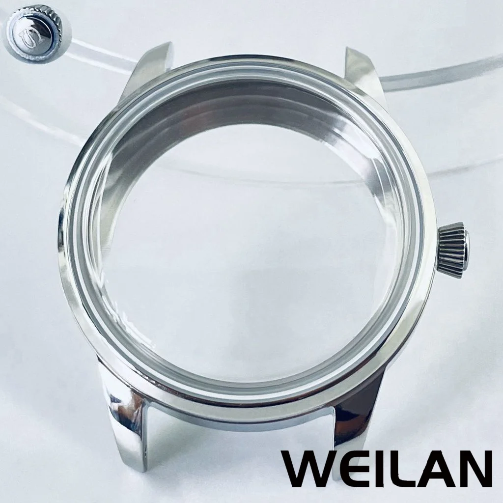 33mm/40mm pasuje do mechanizmu NH35 NH36 7S26 7S36 4R35 4R36, męska i damska stal nierdzewna srebrna koktajlowa kopuła szklana obudowa
