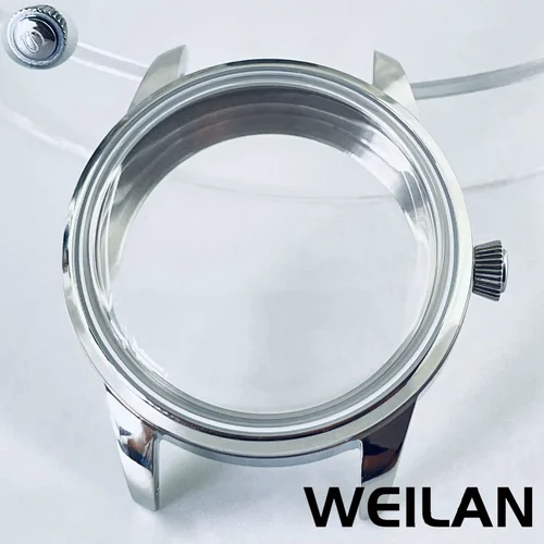 33 mm/40 mm adecuado para el movimiento NH35 NH36 7S26 7S36 4R35 4R36, caja de cristal con arco de cóctel plateado de acero inoxidable para hombres y mujeres