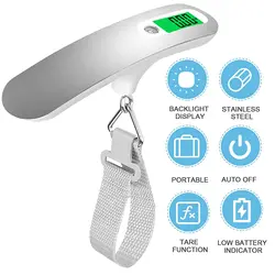 50kg Hand Hanging Portable 304 Stainless Steel Travel Electronic Baggage Weight Measuring Digital Weighing Luggage Scales