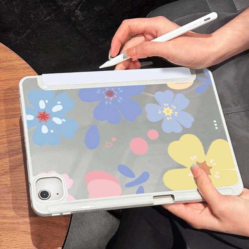 Pencil Slot Funda Case for IPad Air 6 Case IPad 10th Gen Air 5th 4th 10.9 2020 Pro 11 IPad 10.2 Case 7/8/9th Generation Flower