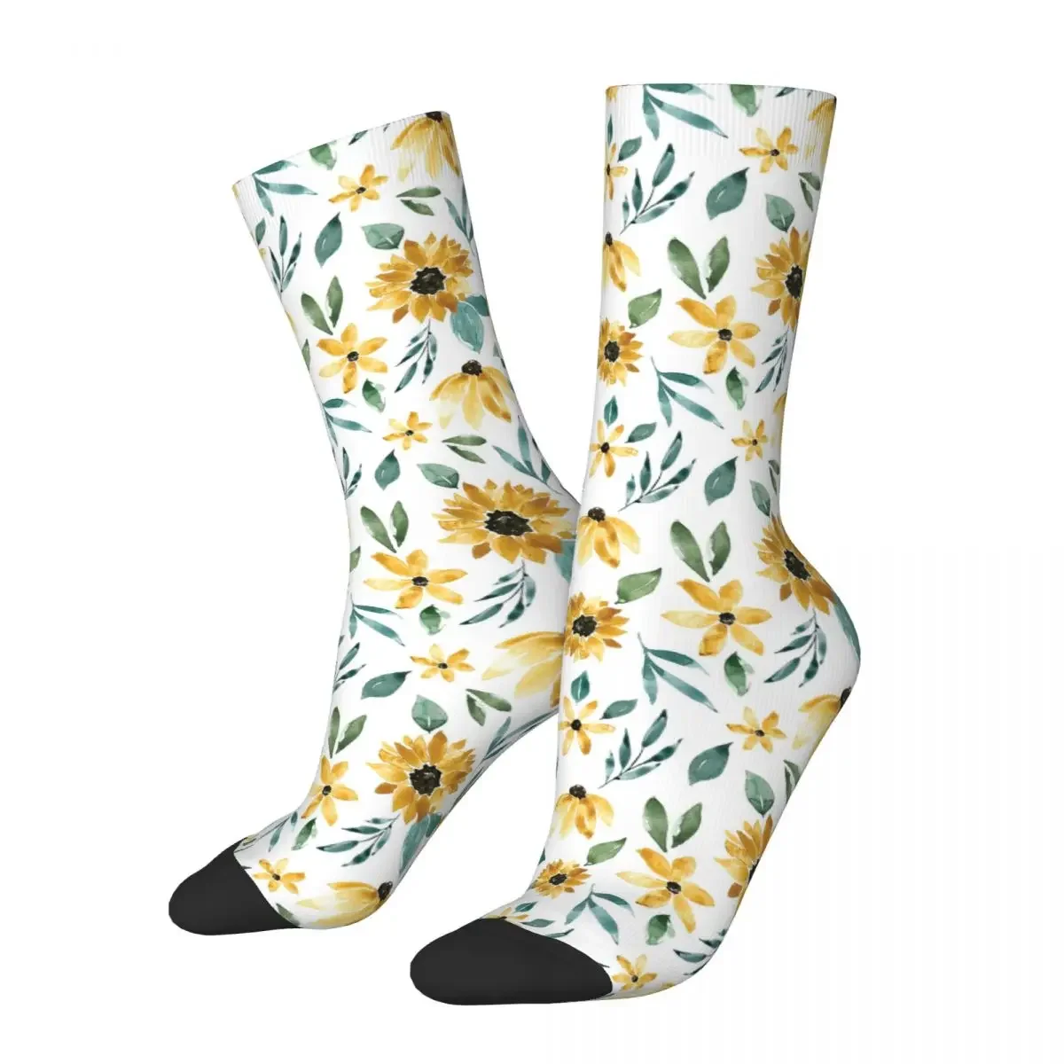 Chaussettes florales tournesols d'interconnexion, bas Harajuku, chaussettes longues toutes saisons, super doux, accessoires pour cadeaux unisexes