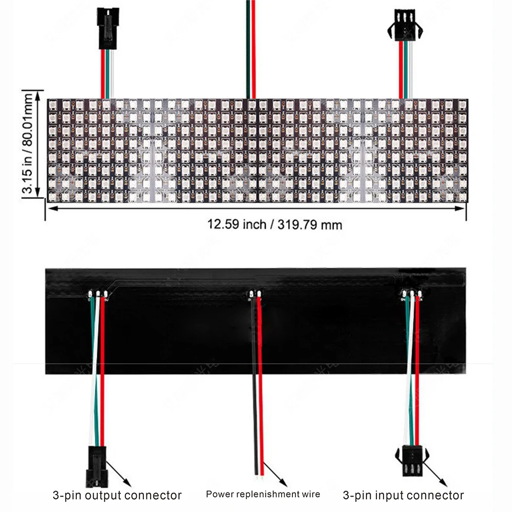 

Светодиодный пиксельный экран 8x32 RGB с 5 В постоянного тока. Используется светодиоды WS2812, поддерживает индивидуальную адресу и может обеспечить различные подсветки своими руками.