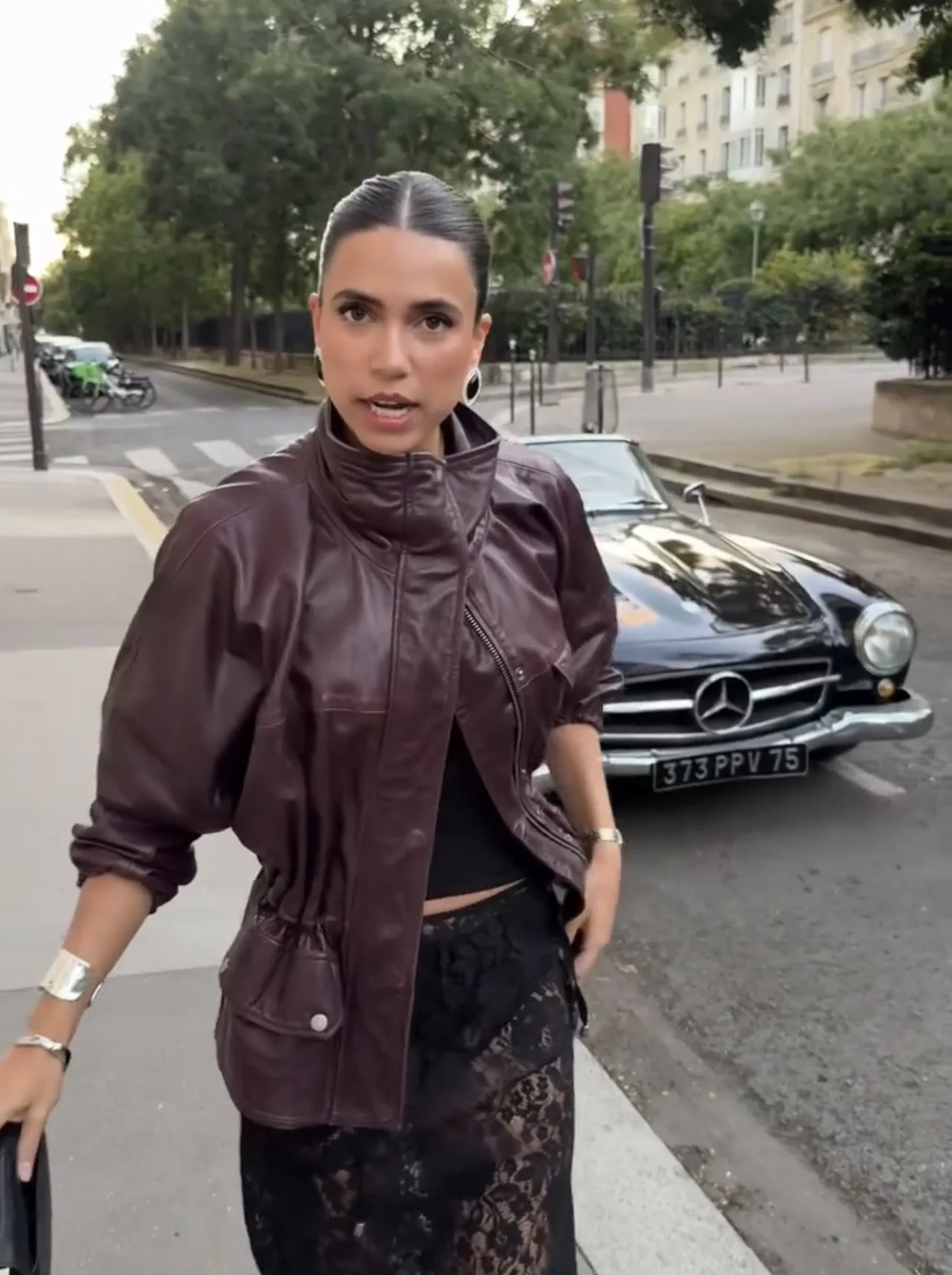 Fashion Stand Collar Pu Leather Red Jacket Long Sleeve Waist Cinching Pocket Coats 2025 Autumn Lady Chic High Street Outerwear