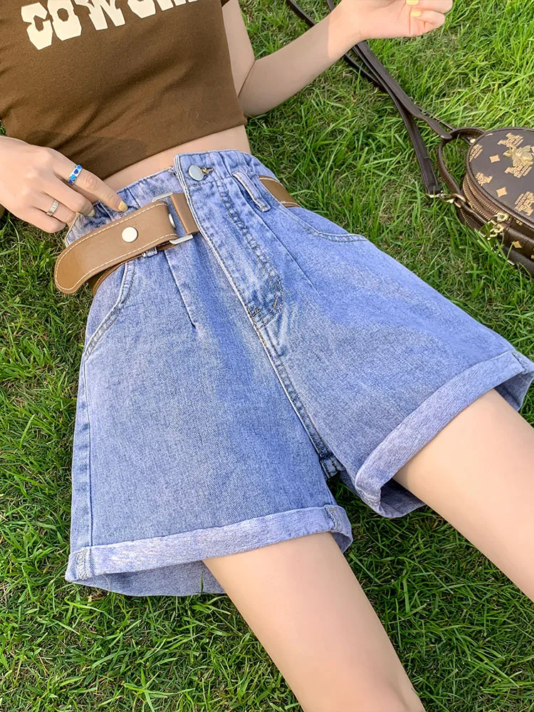 

Джинсы женские летние с высокой талией, широкими штанинами, из тонкого хлопкового денима, не мнущиеся, стройнящие, А-силуэт, больших размеров, трендовые, очень популярные