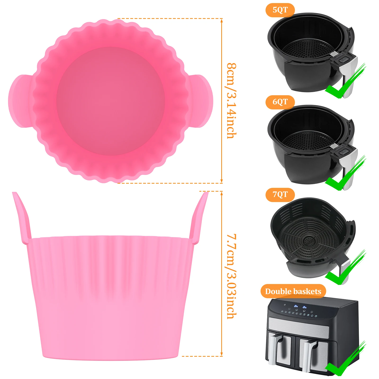 4Pcs Air Fryer Egg Poacher Cups Non-Stick Egg Poaching Cups Heat-Resistant Silicone Ramekins Reusable Silicone Muffin Baking