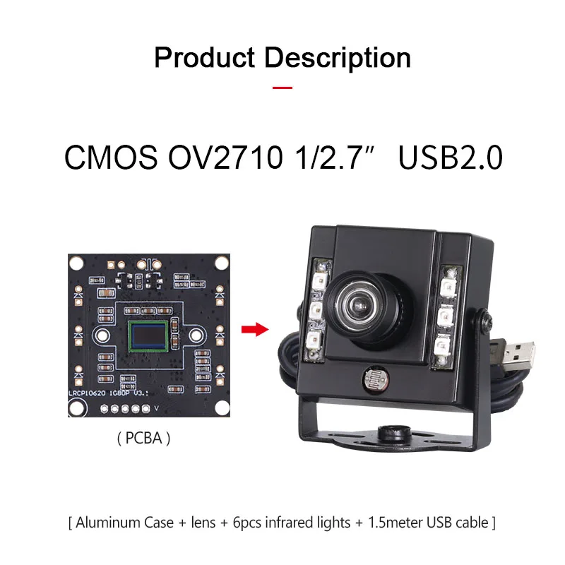 1080P 3306 OV2710 2.7mm 120degrees HD IR940 Infrared night vision Mini USB Industrial vision camera For Machine vision