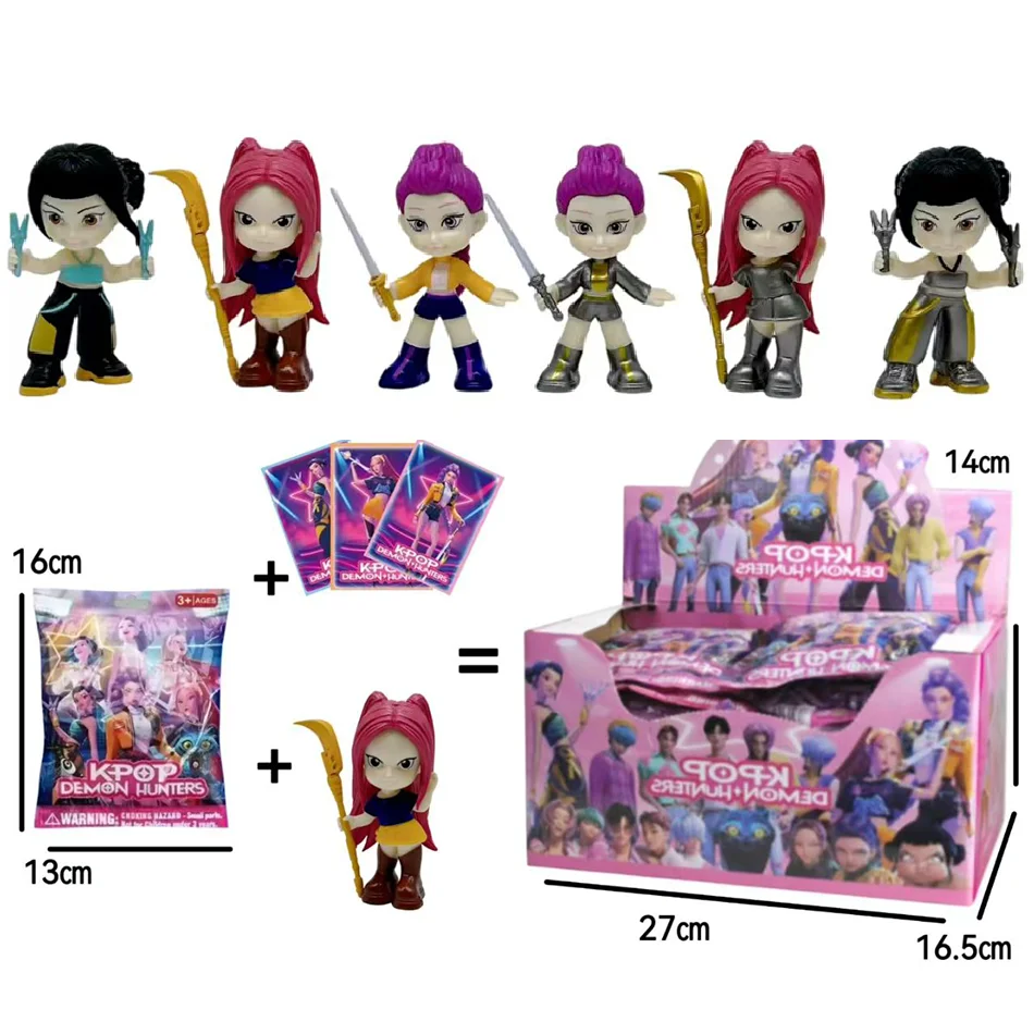 24 pçs caixa cega aleatória 5-12cm anime kpop caçadores de demônios grupo menina rumiira zeey figura ação modelos pvc brinquedo ornamentos presentes