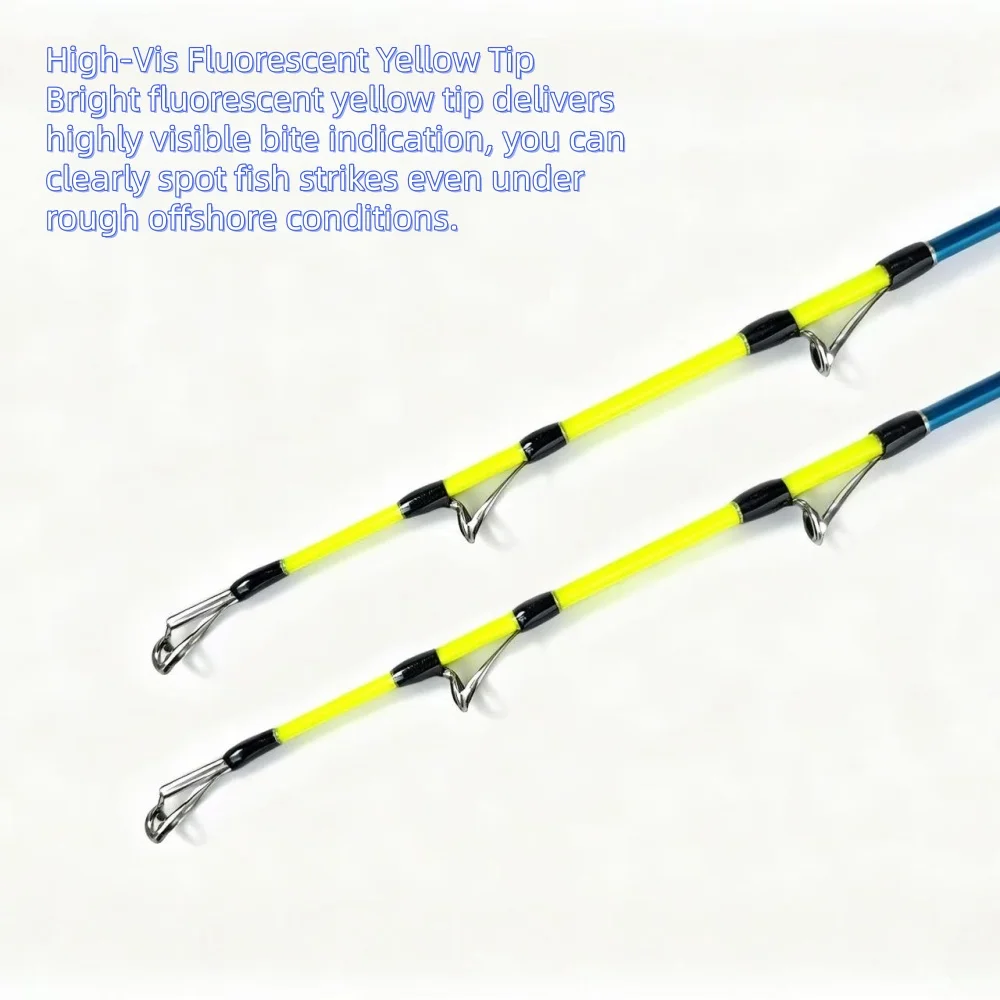 2 Sections Trolling Rod Saltwater Offshore Rod Conventional Boat Fishing Pole Slow Jigging Rod 40-80LB