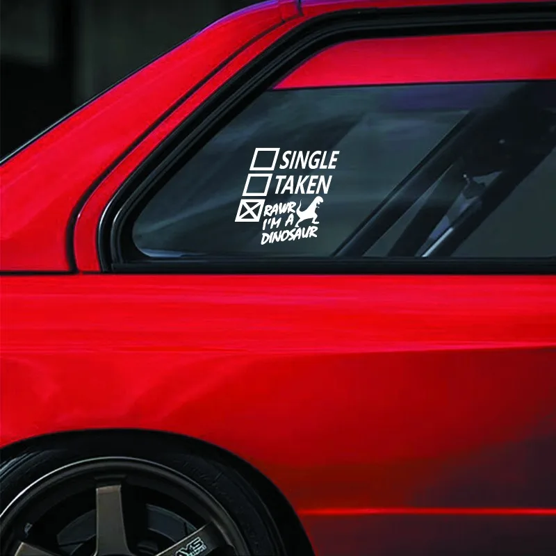 1Pc Funny Dinosaur Text Vinyl Sticker Waterproof Decal for Car Window Bumper DIY Humor Decor