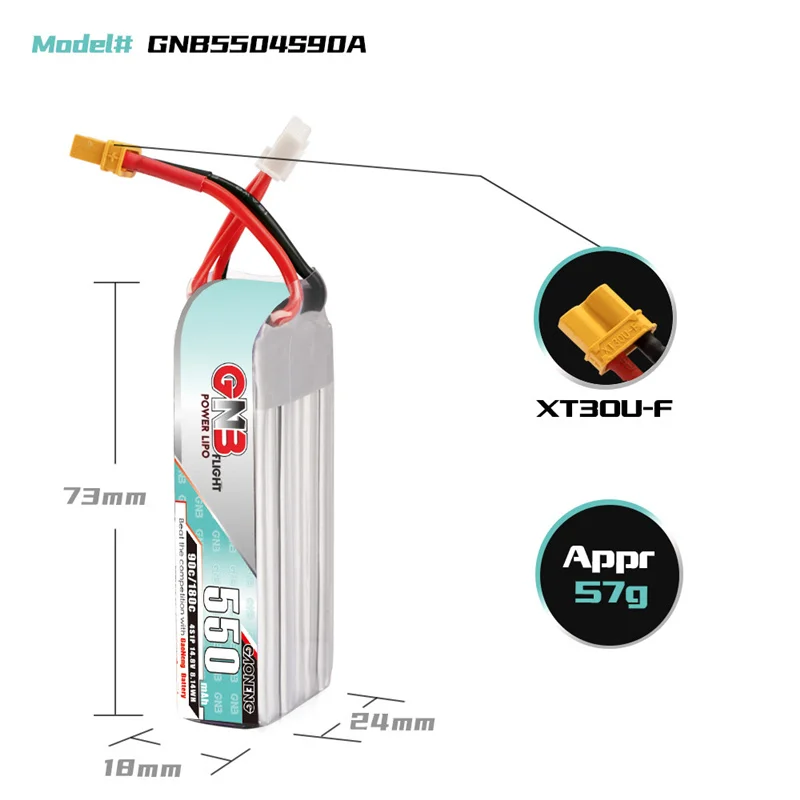 GAONENG GNB Akumulator LiPo 4S 14.8V 550mah 90C/180C do RC Racing FPV Drone RC Multicopter Akcesoria z wtyczką XT30U-F