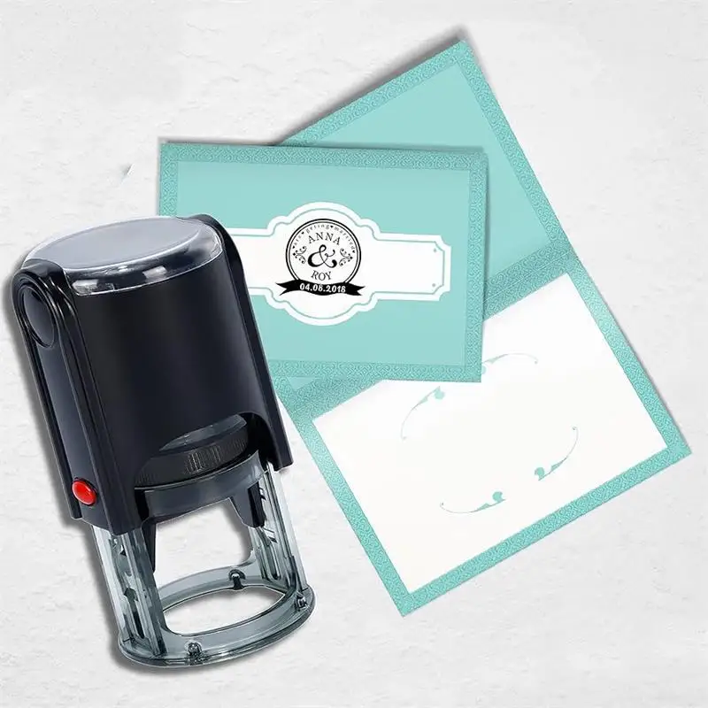 Custom Self-Inking Stamp 30mm Round Press-type Inking Stamp Personalized Logo Name for Wedding Invitation Envelope Decor Card