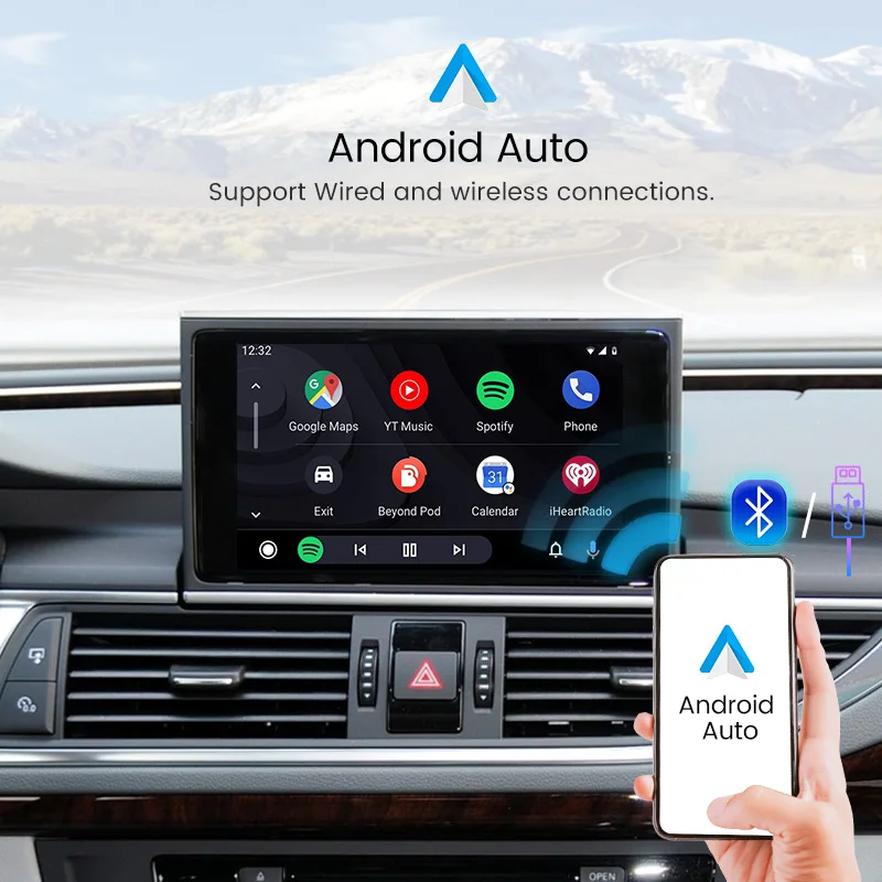 Car radio plug and play AI BOX supports online map carplay Android auto car accessories For Audi A1 Q3 A4 Q5 A6 Q7 A7 A8 MMI 3G