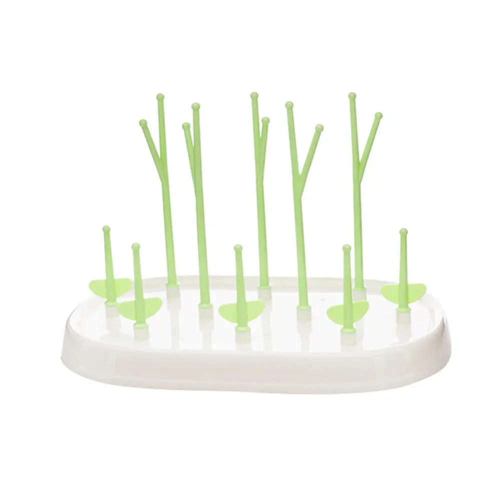 

Сушилка для детских бутылочек, зеленая, с отсоединяемыми силиконовыми держателями, регулируемая, в форме дерева, для бутылочек, чашек и аксессуаров, с функцией слива воды