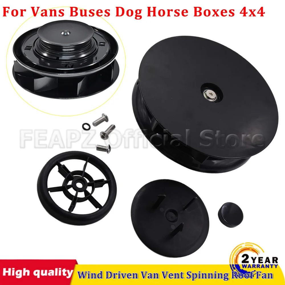 

Car Wind Driven Van Roof Vent Rotating Spinning Fan For Vans Buses Dog Horse Boxes 4x4 Low Profile Air Rotary Black Or White