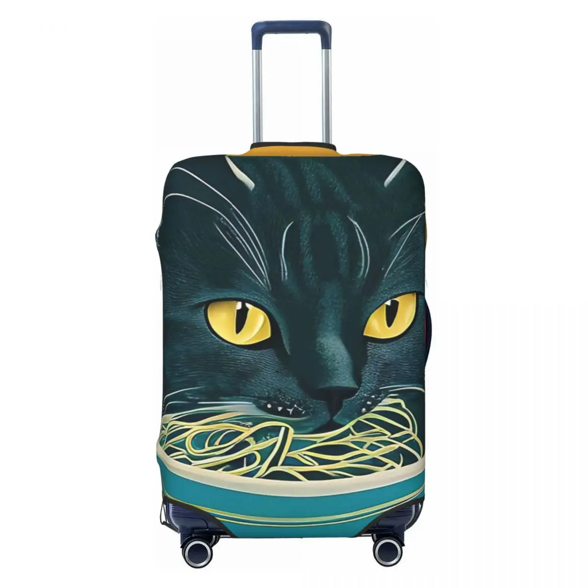 

Cat Eating Spaghetti Pastel Print Luggage Protective Dust Covers Elastic Waterproof 18-32inch Suitcase Cover Travel Accessories