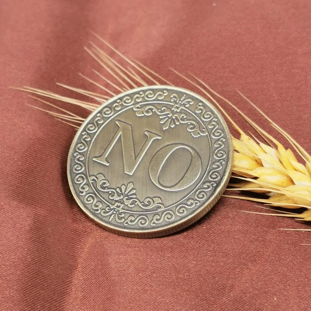 Bronze Yes or No Commemorative Coin Souvenir Non-currency Coins Game Novelty YES NO Letter Challenge Coins Decision Maker