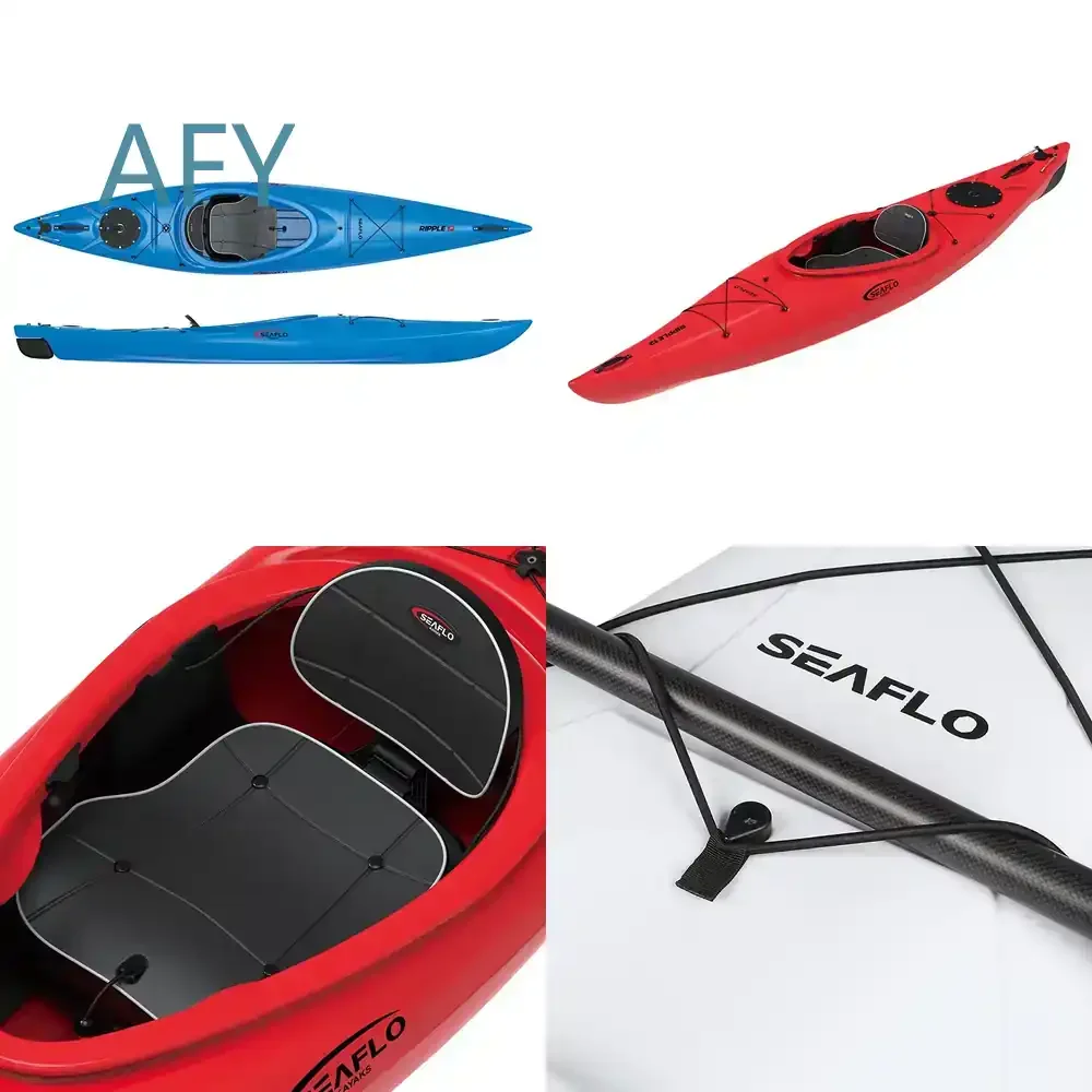 SEAFLO for HDPE 12ft Sitting Kayak for Day Travel Sea Kayak with Sparse Seat Integrated Steering Skeg Lightweight