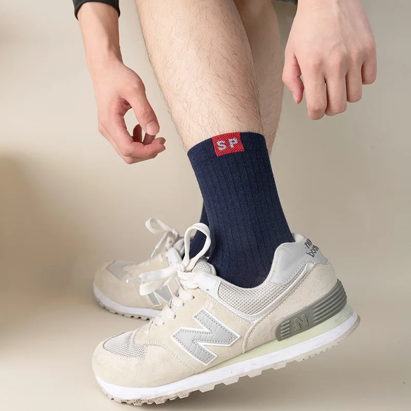 1 paires hommes lettres SP Tube moyen chaussettes printemps et été peu profond bas Sport chaussettes courtes tendance en Tube chaussettes Calcetines